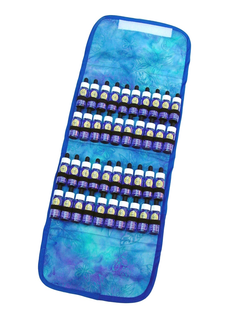 Travel Bag, Med. Blue (discontinued pattern) - fully open with product